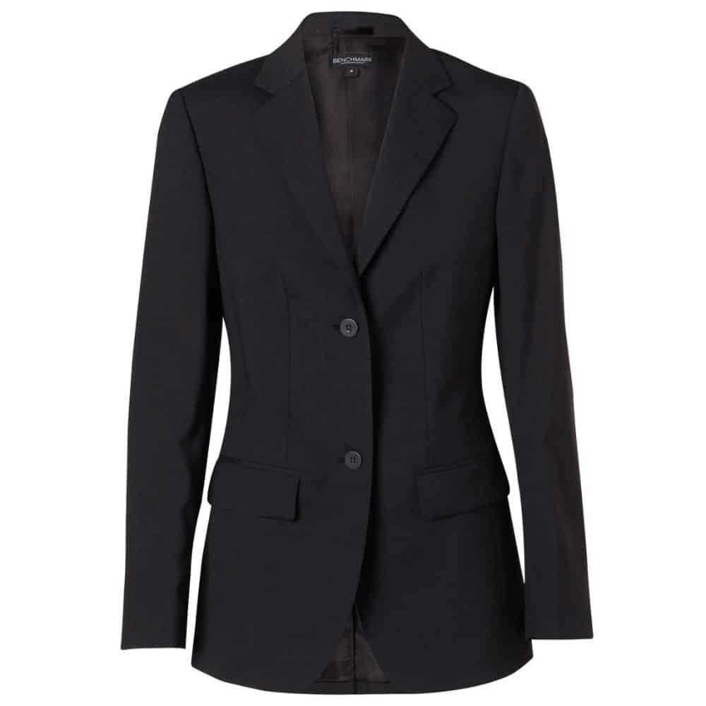 M9200_Women's Wool Blend Stretch Mid Length Jacket-Navy