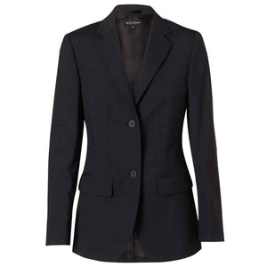M9200_Women's Wool Blend Stretch Mid Length Jacket-Navy