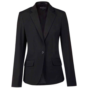 M9201_Ladies’ Wool Blend Stretch One Button Cropped Jacket-Charcoal