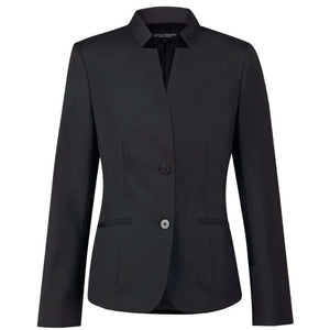M9202_Ladies’ Wool Blend Stretch Reverse Lapel Jacket-Charcoal
