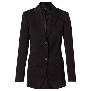 M9206_Women's PolyViscose Stretch Two Buttons Mid Length Jacket-Black