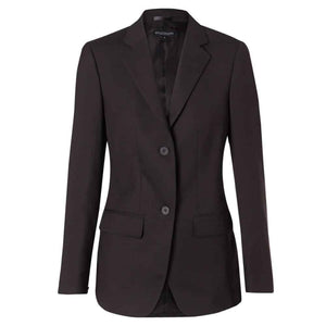 M9206_Women's PolyViscose Stretch Two Buttons Mid Length Jacket-Charcoal