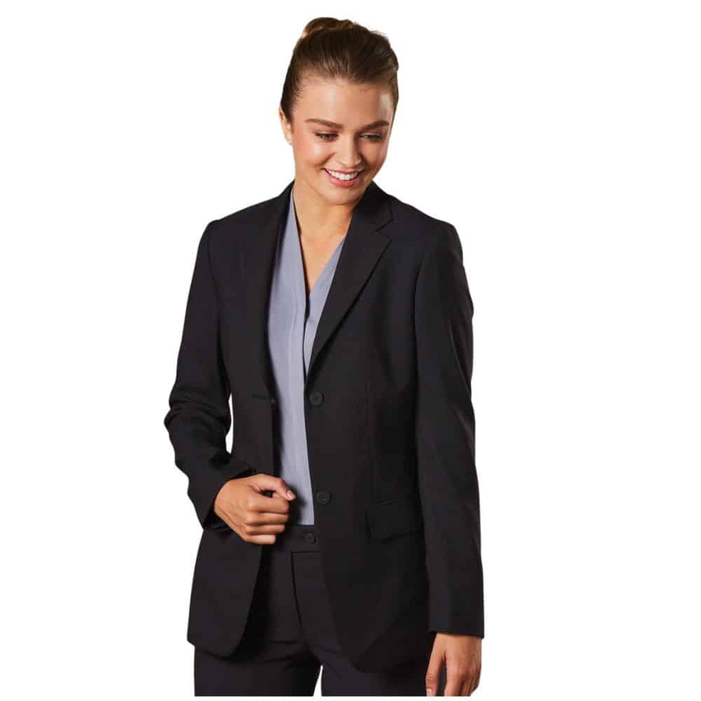 M9206_Women's PolyViscose Stretch Two Buttons Mid Length Jacket