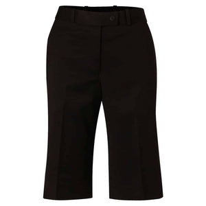 M9441_Women's PolyViscose Stretch Knee Length Flexi Waist Shorts-Navy