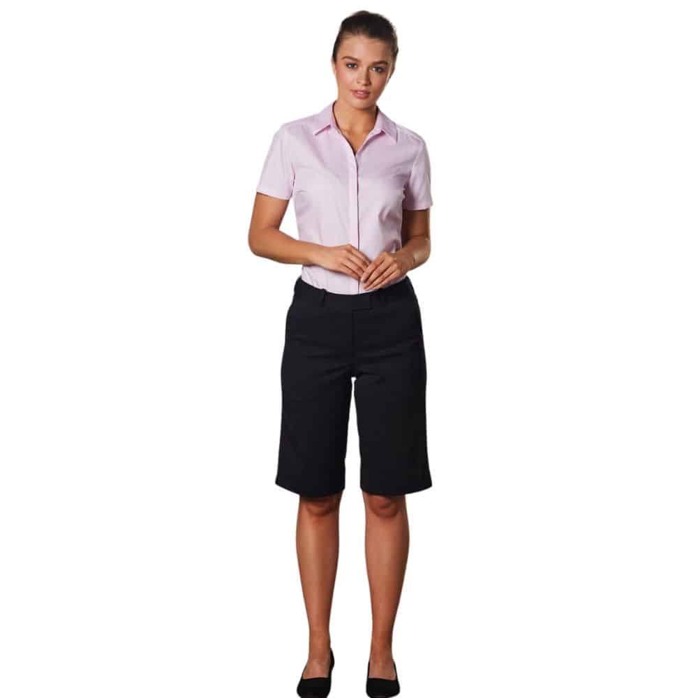 M9441_Women's PolyViscose Stretch Knee Length Flexi Waist Shorts