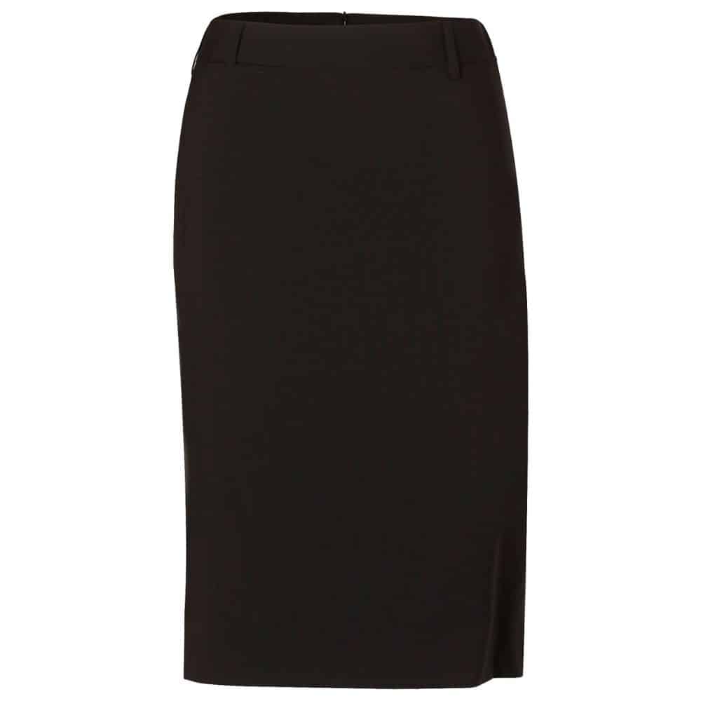 M9470_Women's Wool Blend Stretch Mid Length Lined Pencil Skirt-Navy