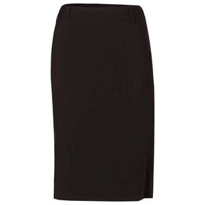 M9470_Women's Wool Blend Stretch Mid Length Lined Pencil Skirt-Navy