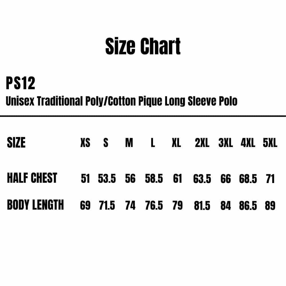 PS12_WS_Unisex-Traditional-PolyCotton-Pique-Long-Sleeve-Polo_Size-Chart