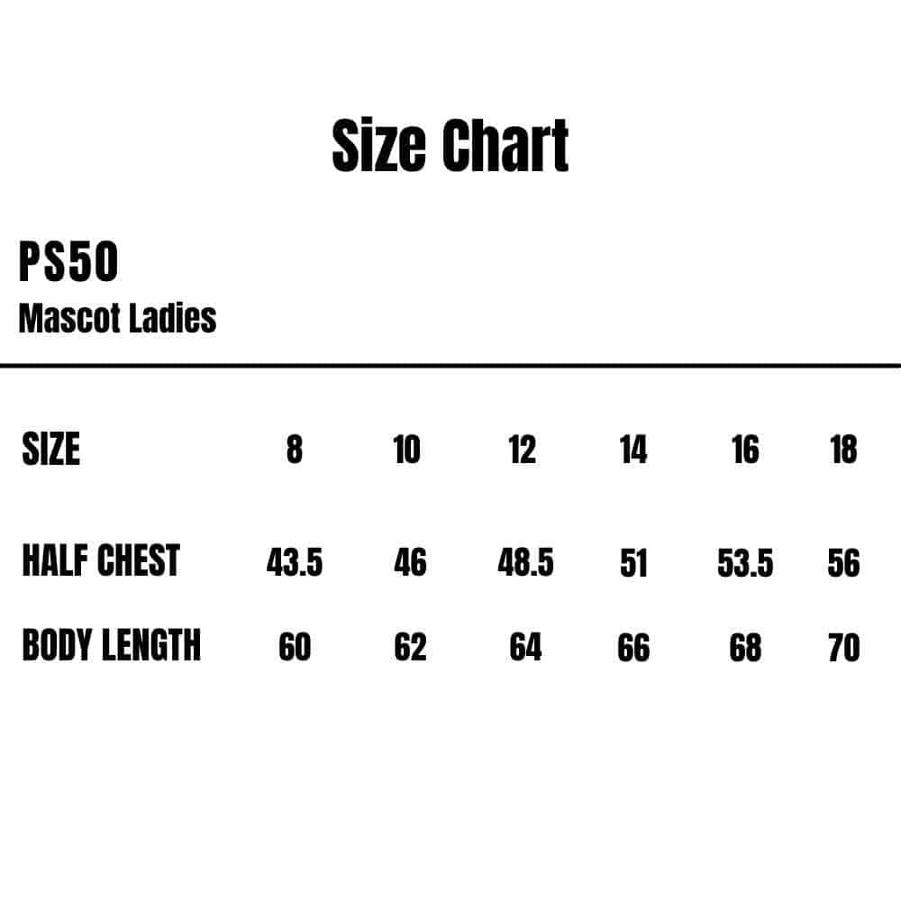 PS50_WS_Mascot-Ladies_Size-Chart