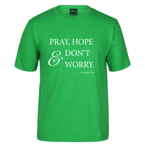 PrayHope-Dont-Worry_White_Pea-Green-Shirt