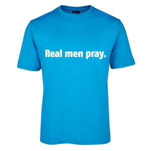 Real-Men-Pray_White_Aqua-Shirt