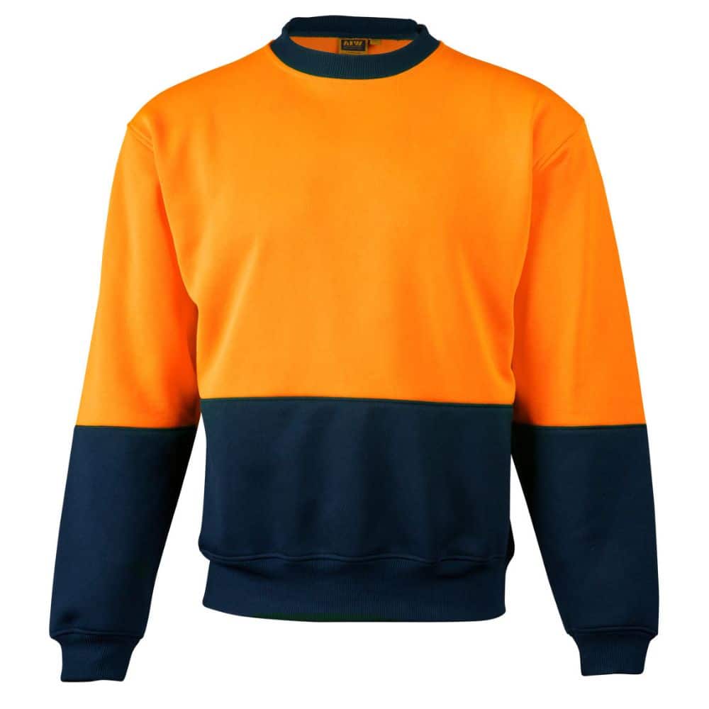 SW09_HI-VIS 2 TONE CREW NECK-FluoroOrange Navy