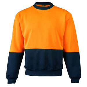 SW09_HI-VIS 2 TONE CREW NECK-FluoroOrange Navy