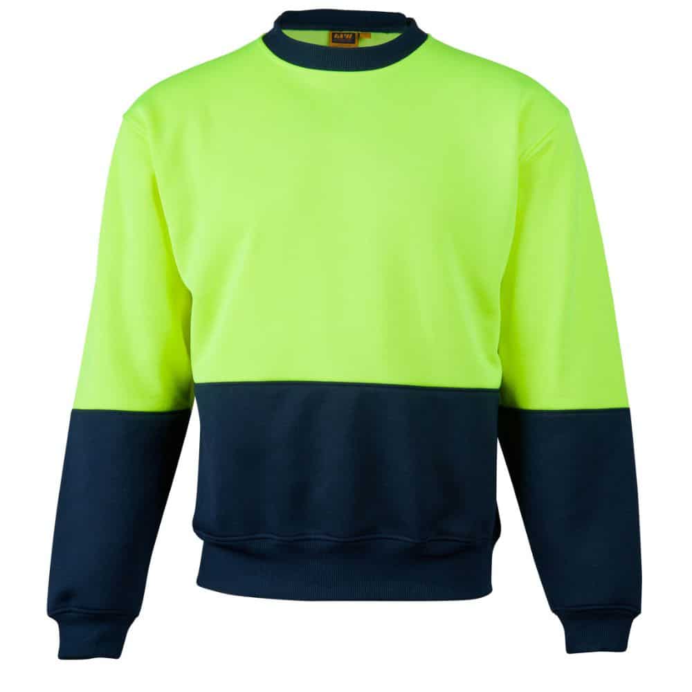 SW09_HI-VIS 2 TONE CREW NECK-FluoroYellow Navy