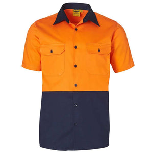 SW53_COTTON DRILL SAFETY SHIRT-Orange Navy