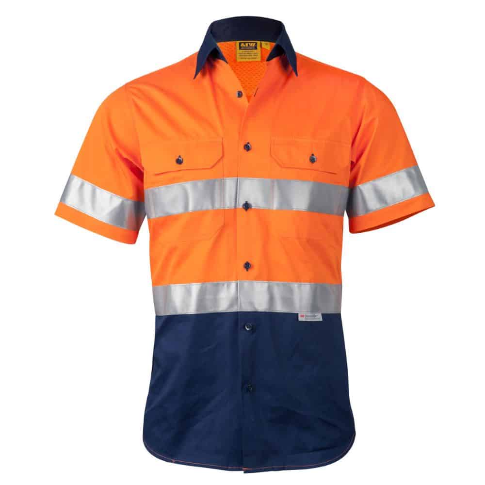 SW59 SHORT SLEEVE SAFETY SHIRT-Orange Navy