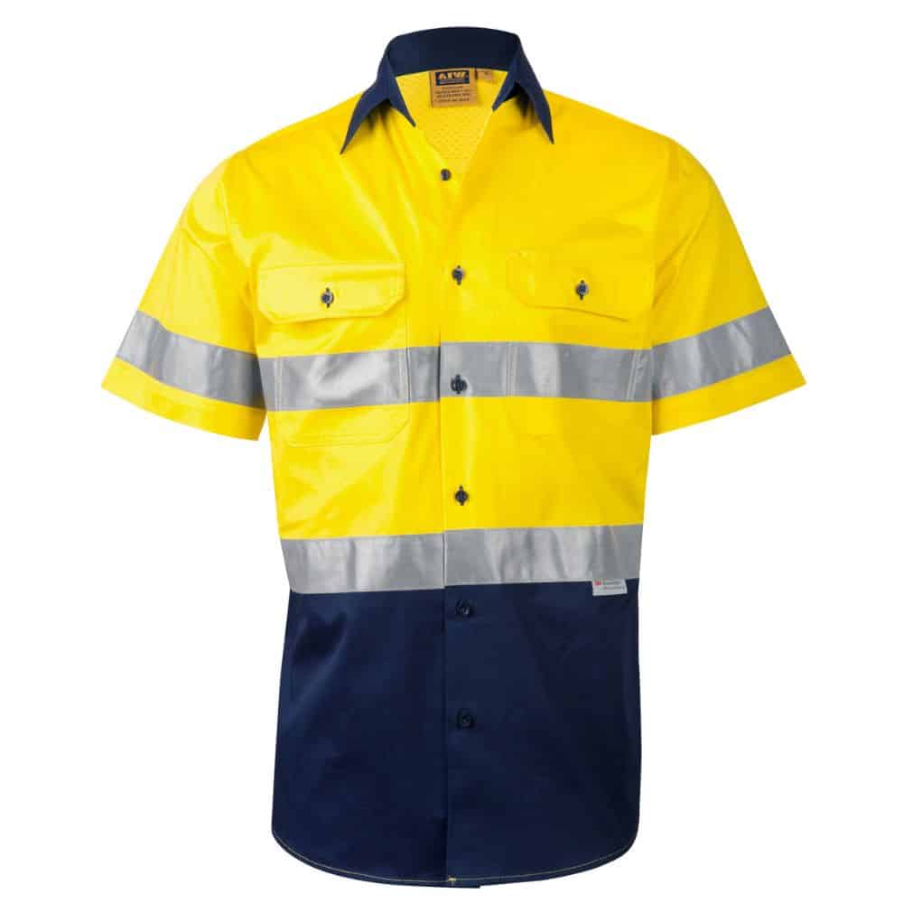 SW59 SHORT SLEEVE SAFETY SHIRT-Yellow Navy