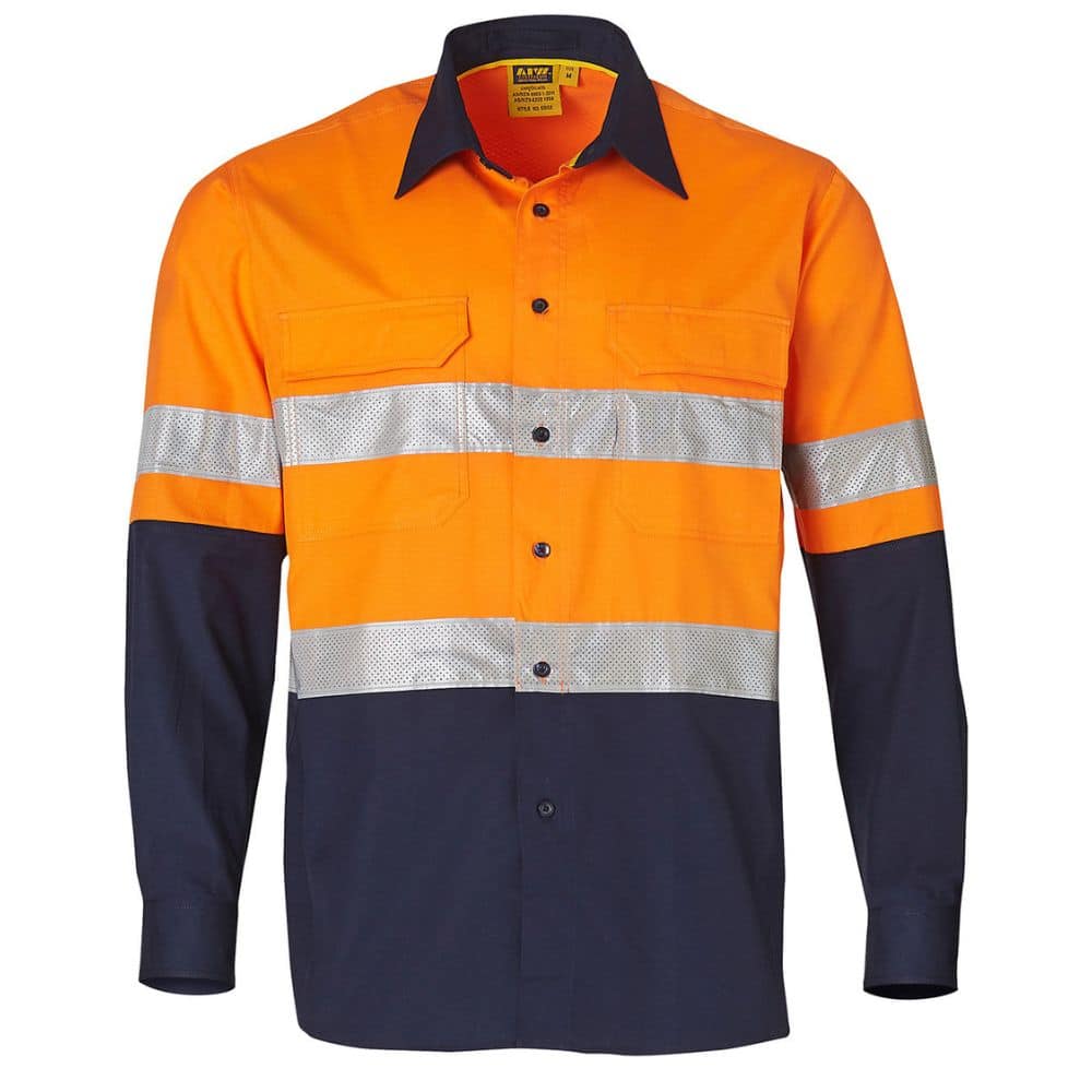 SW69 LONG SLEEVE SAFETY SHIRT-Orange Navy