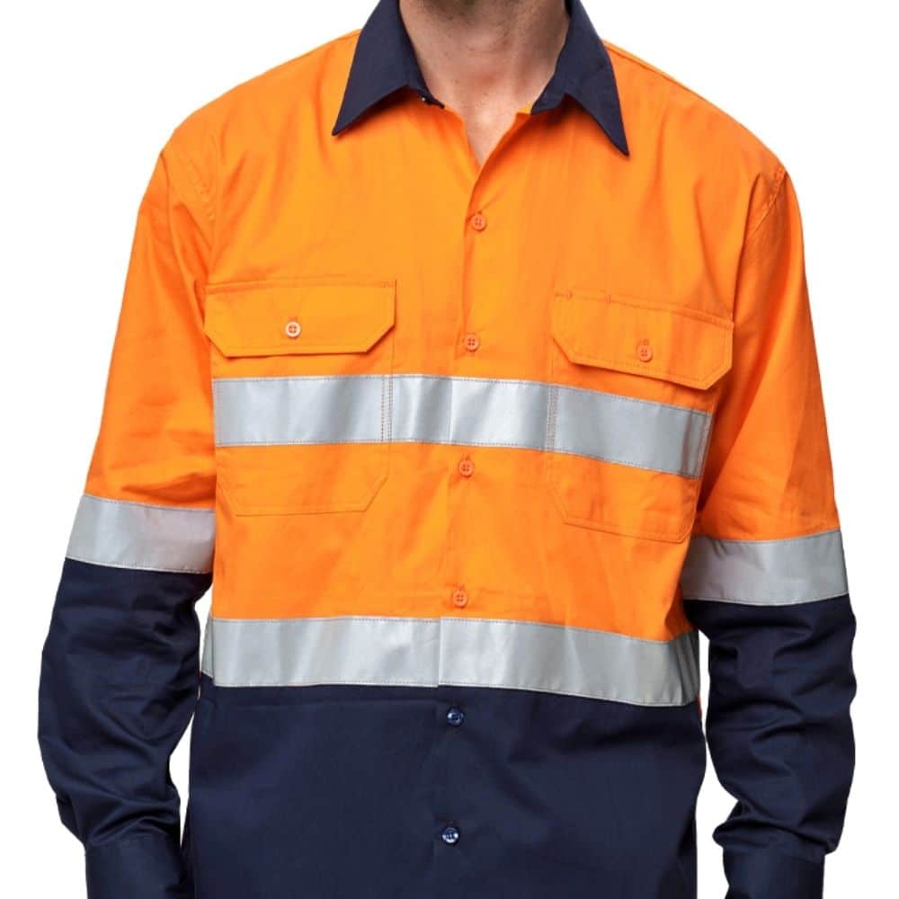 SW82_AS_-Unisex-Hi-VisCool-Breeze-Safety-LS-ShirtGeneric-Tape_Orange-Navy