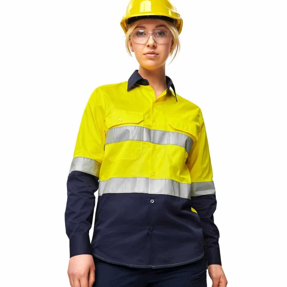 SW82_AS_-Unisex-Hi-VisCool-Breeze-Safety-LS-ShirtGeneric-Tape_Yellow-Navy_model