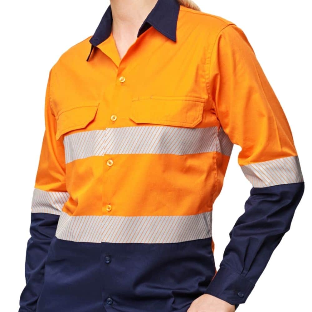 SW83_AS_Unisex-Hi-Vis-Cool-Breeze-Safety-LS-Shirt-Segmented-Tape_Orange-Navy