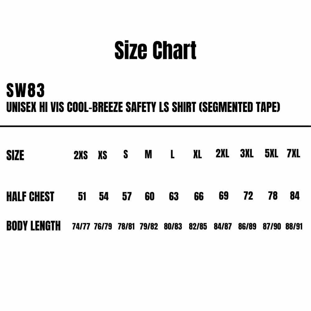 SW83_AS_Unisex-Hi-Vis-Cool-Breeze-Safety-LS-Shirt-Segmented-Tape_Size-Chart