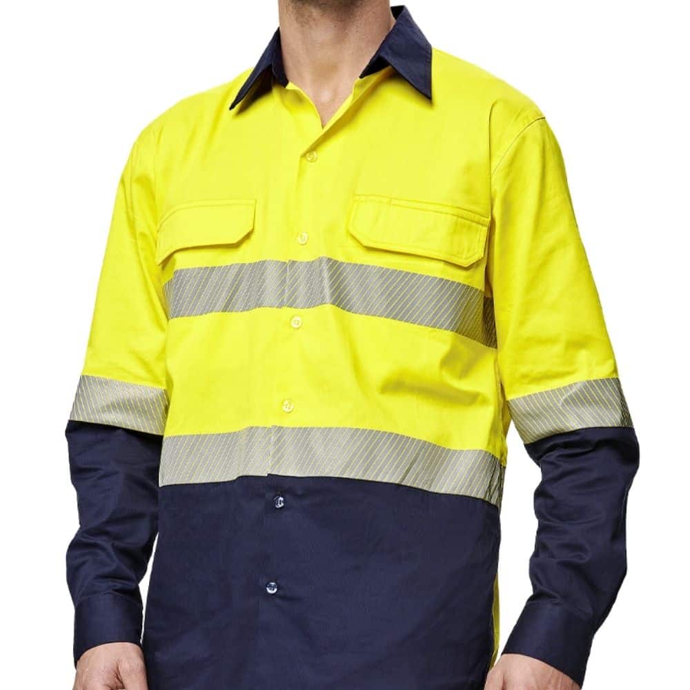 SW83_AS_Unisex-Hi-Vis-Cool-Breeze-Safety-LS-Shirt-Segmented-Tape_Yellow-Navy