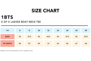 Size Chart_1BTS C OF C LADIES BOAT NECK TEE