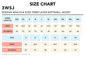 Size Chart_3WSJ_PODIUM ADULTS & KIDS THREE LAYER SOFTSHELL JACKET