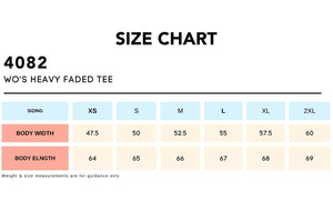 Size Chart_4082 WO'S HEAVY FADED TEE