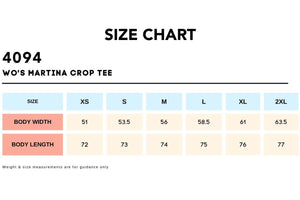 Size Chart_4094-WO'S MARTINA BOYFRIEND TEE