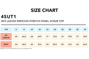 Size Chart_4SUT1_JB'S LADIES PREMIUM STRETCH PANEL SCRUB TOP