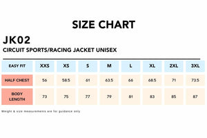 Size-Chart_JK02-CIRCUIT-SportsRacing-Jacket-Unisex