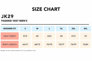 Size-Chart_JK29-PADDED-VEST-Mens