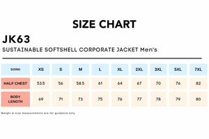 Size Chart_JK63 SUSTAINABLE SOFTSHELL CORPORATE JACKET Men's