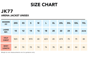 Size-Chart_JK77-ARENA-JACKET-UNISEX