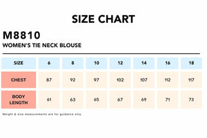 Size Chart_M8810 Women's Tie Neck Blouse