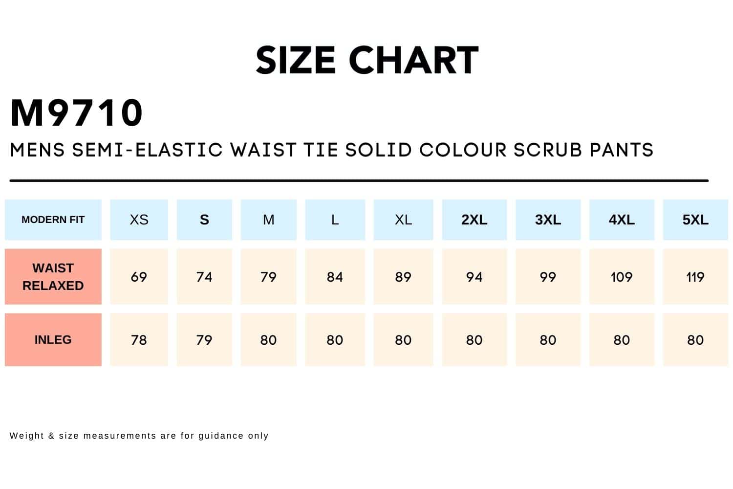 Size-Chart_M9710-MENS-SEMI-ELASTIC-WAIST-TIE-SOLID-COLOUR-SCRUB-PANTS