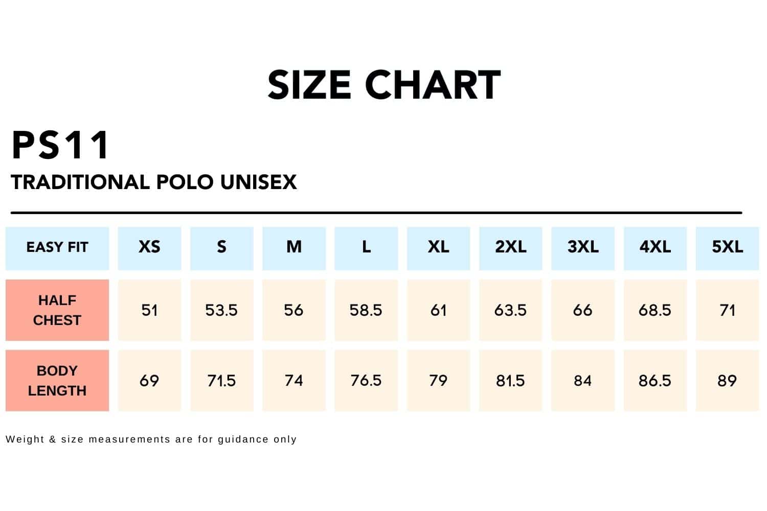 Size-Chart_PS11-TRADITIONAL-POLO-Unisex