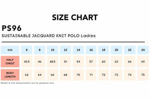 Size Chart_PS96 SUSTAINABLE JACQUARD KNIT POLO Ladies