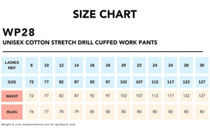 Size-Chart_WP28-UNISEX-COTTON-STRETCH-DRILL-CUFFED-WORK-PANTS