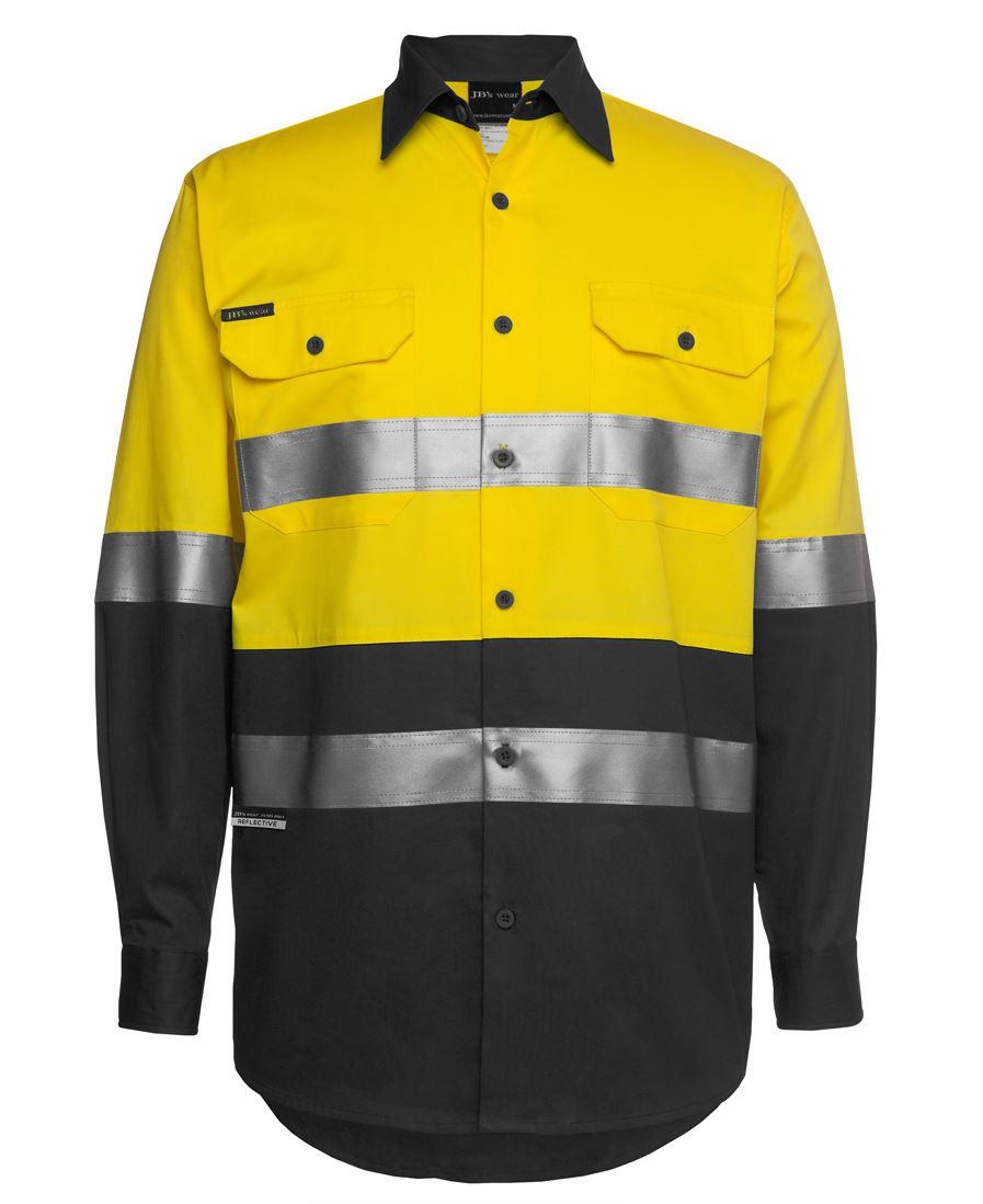 JB 6DNWL Hi Vis L/S (D+N) 150G Work Shirt