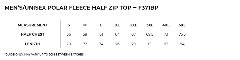 RM 320gsm Men's / Unisex Polar Fleece Half Zip Top - F371BP