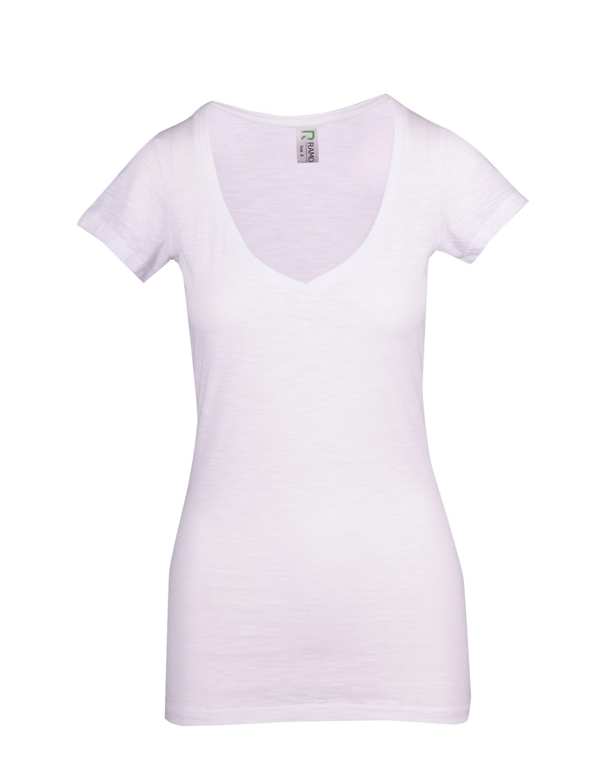 RM Women's Raw Cotton Wave V Neck T Shirt - T918LD