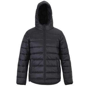 3AHU JB'S URBAN HOODED PUFFER JACKET-Black-front1