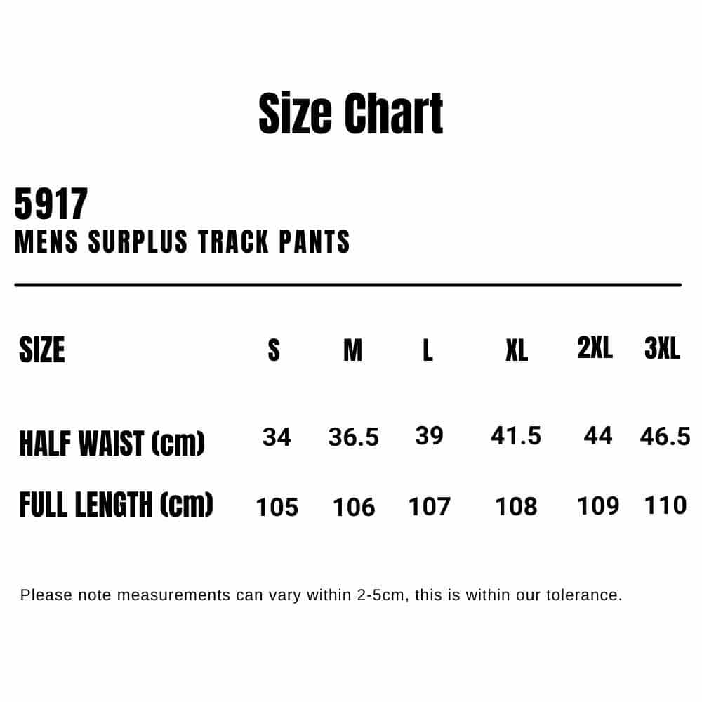 5917_AS_Mens-Surplus-Track-Pants_Size-Chart