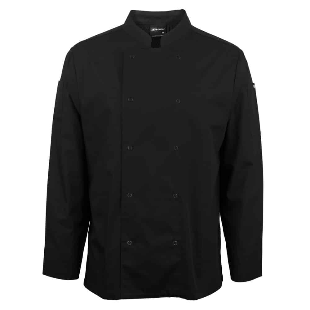 5CJL_JB'S LS SNAP BUTTON CHEFS JACKET-Black