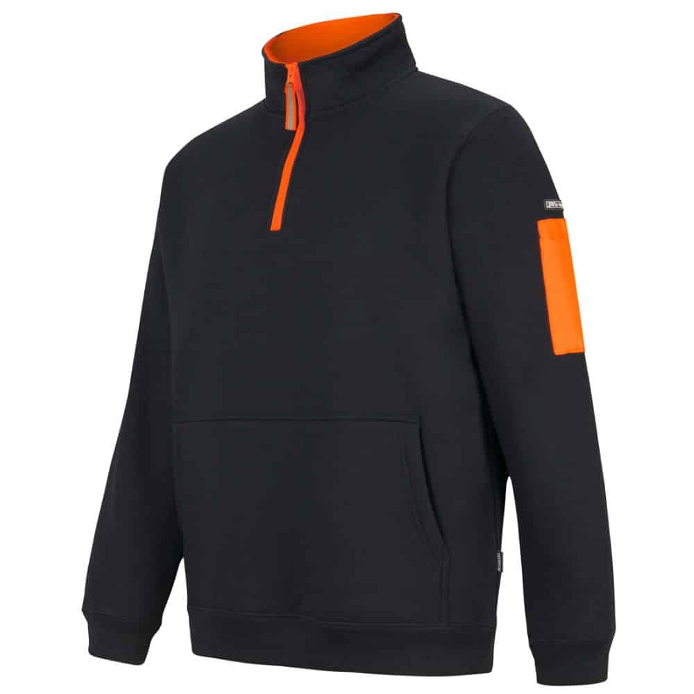 6CHF-JB'S 350 PREMIUM TRADE 12 ZIP FLEECE-Black-Orange-Side