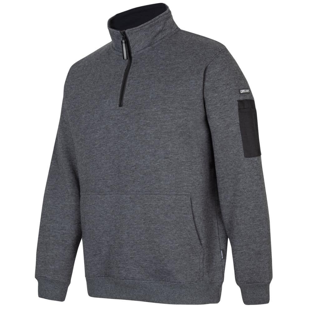 6CHF-JB'S 350 PREMIUM TRADE 12 ZIP FLEECE-Charcoal Marle-Black-Side