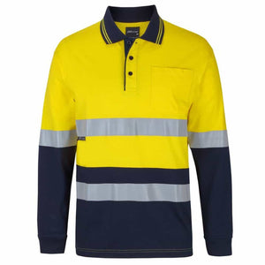 6DCPL_JB'S HI VIS (D+N) LS COTTON POLO_Yellow-Navy